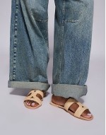 Inferno Wide Fit slip on sandal in raffia cream