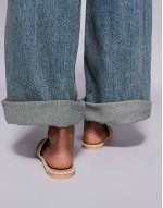 Inferno Wide Fit slip on sandal in raffia cream