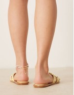 studded flat sandals in butter yellow