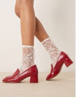 heeled loafer in red