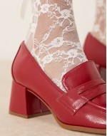 heeled loafer in red