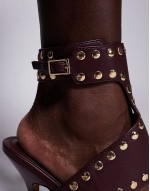 Wide Fit Power studded high heeled shoes in burgundy