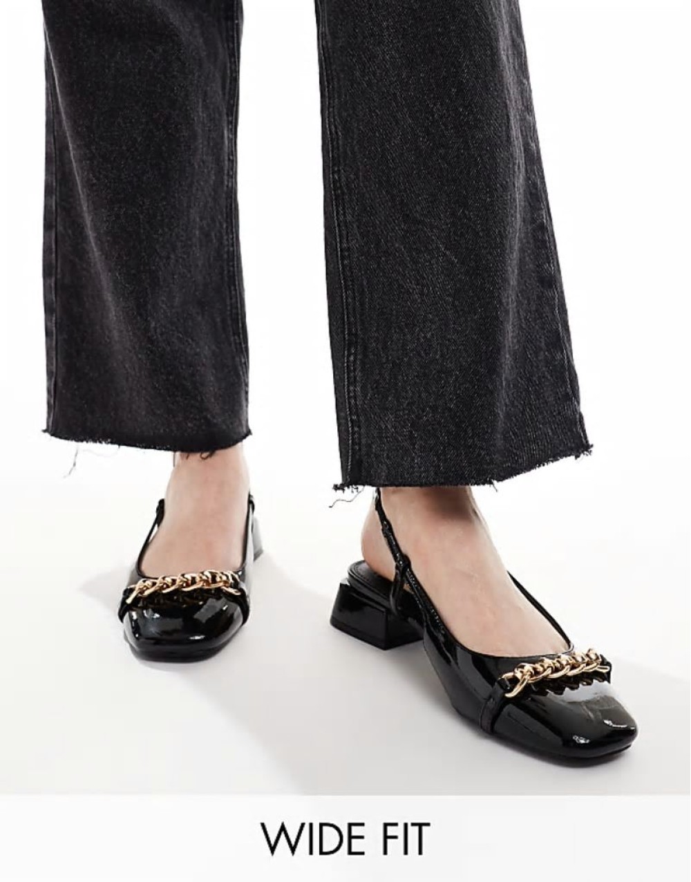 Wide Fit Lion slingback ballet in black
