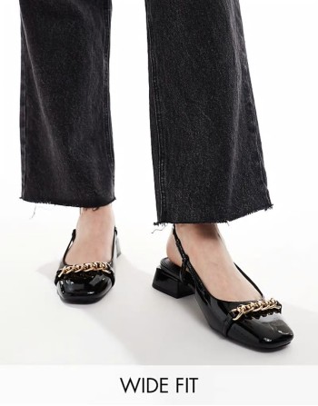 Wide Fit Lion slingback ballet in black