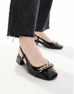 Wide Fit Lion slingback ballet in black