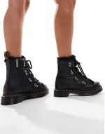 1460 fur lined 4 tie boot in black milled nappa