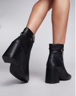 Rissa-E Heeled Ankle boot in Black Leather