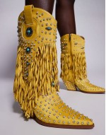 Greyson embellished tassel western boots in yellow