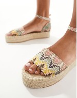 crochet flatform espadrille in Natural