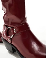 knee high western boot in burgundy
