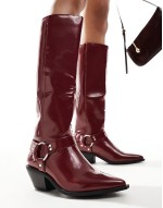 knee high western boot in burgundy