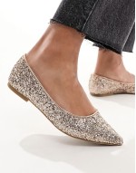 Lucky pointed ballet flats in rose gold glitter