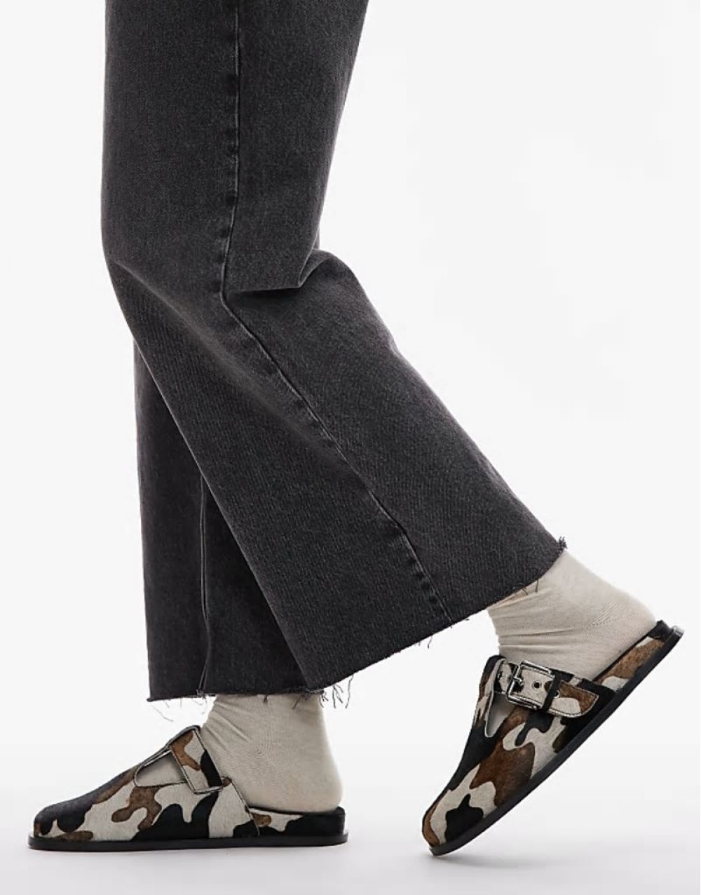 Annie leather buckle clog in cow pony