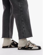 Annie leather buckle clog in cow pony