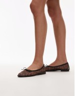 mesh ballet pumps in leopard print