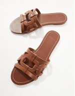 caged flat sandal in brown