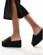 platform espadrille mules sandals in black
