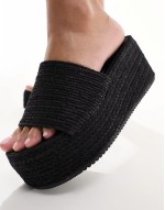 platform espadrille mules sandals in black