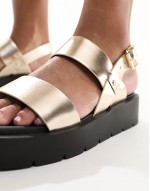 Tayla double strap sling back sandals in gold