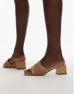 Loss Sale Cienega heeled sandals with block heel in tan raffia