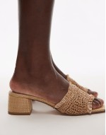 Loss Sale Cienega heeled sandals with block heel in tan raffia