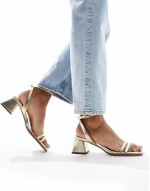 Honeydew mid block heeled sandals in gold