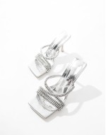 Match Made embellished mid heel mules in silver mirror